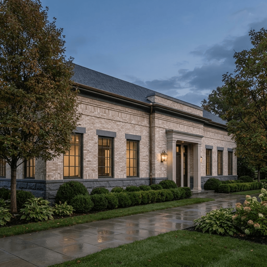Armonk Professional Center building at dusk, part of the property platform operated by Sovereign Shells